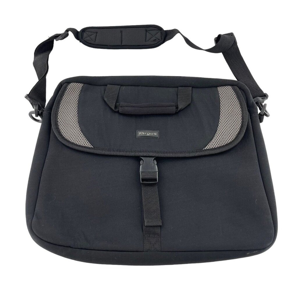 TARGUS Large Black Nylon Padded Laptop Messenger Bag‎ Briefcase pocket gray a
